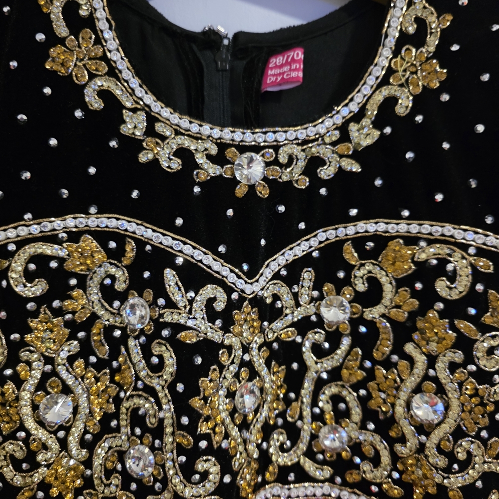 Indian/Pakistani Elegant Red and Black Embellished Dress - Picture 2 of 7